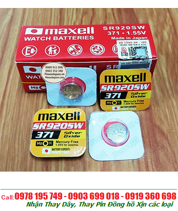 Maxell SR920SW _Pin 371; Pin đồng hồ Maxell SR920SW Silver Oxide 1.55v _Xuất xứ NHẬT (vỉ 1viên)